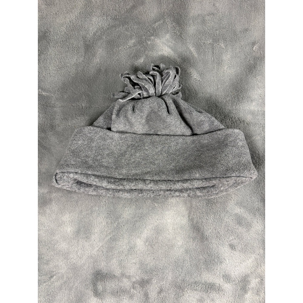 Unbranded Unisex Fleece Pom Pom Beanie Hat One Size Gray Solid Soft Warm